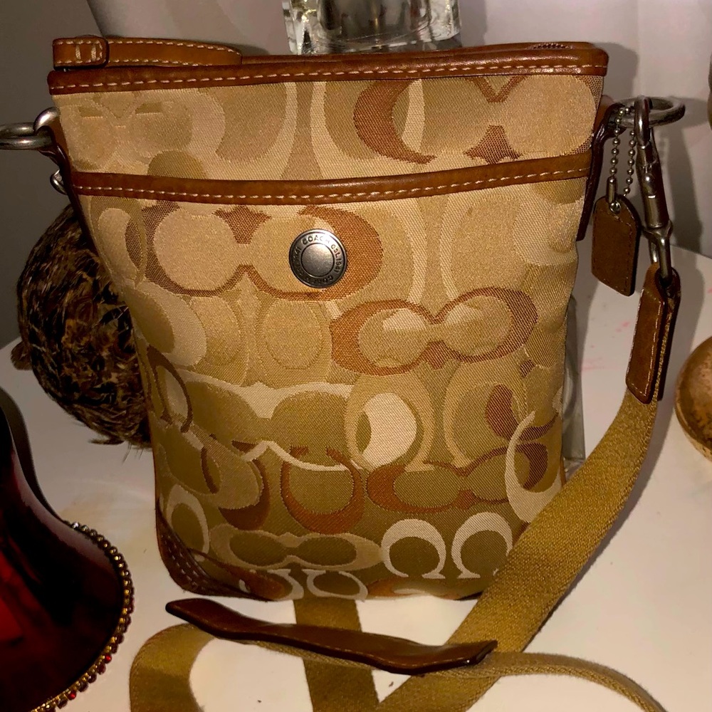 Tan and Cream Coach Crossbody